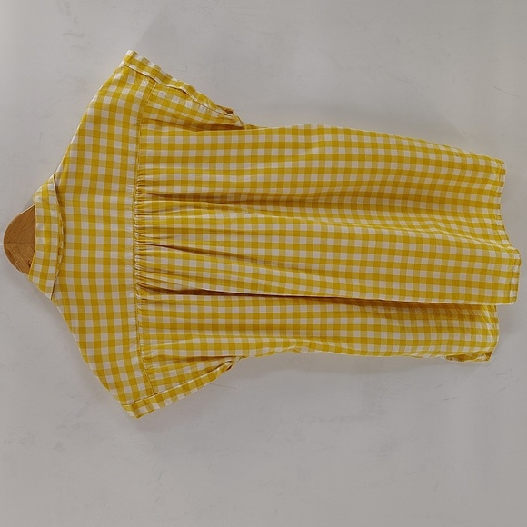 Old Navy Front Button Up Yellow Check Gingham Top Short Sleeve Size M Tall - Picture 6 of 6